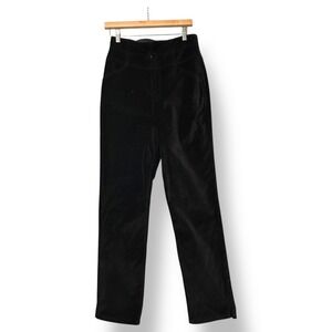 Rebecca Taylor Women Black Velvet High Rise Straight Leg Pants S Minimalist Chic